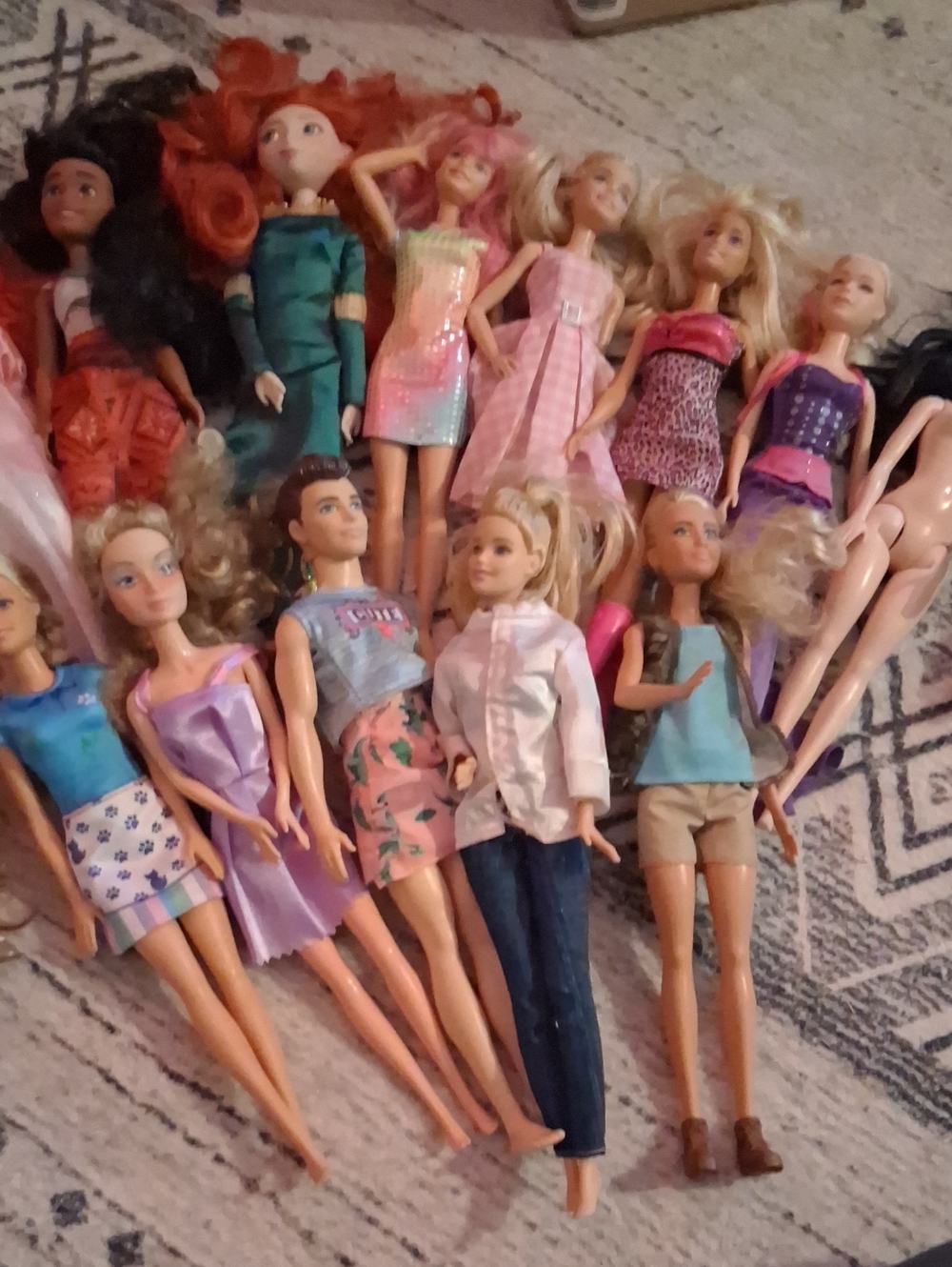 Barbie Dolls Lot with Pink, Purple, Blue & Green Outfits